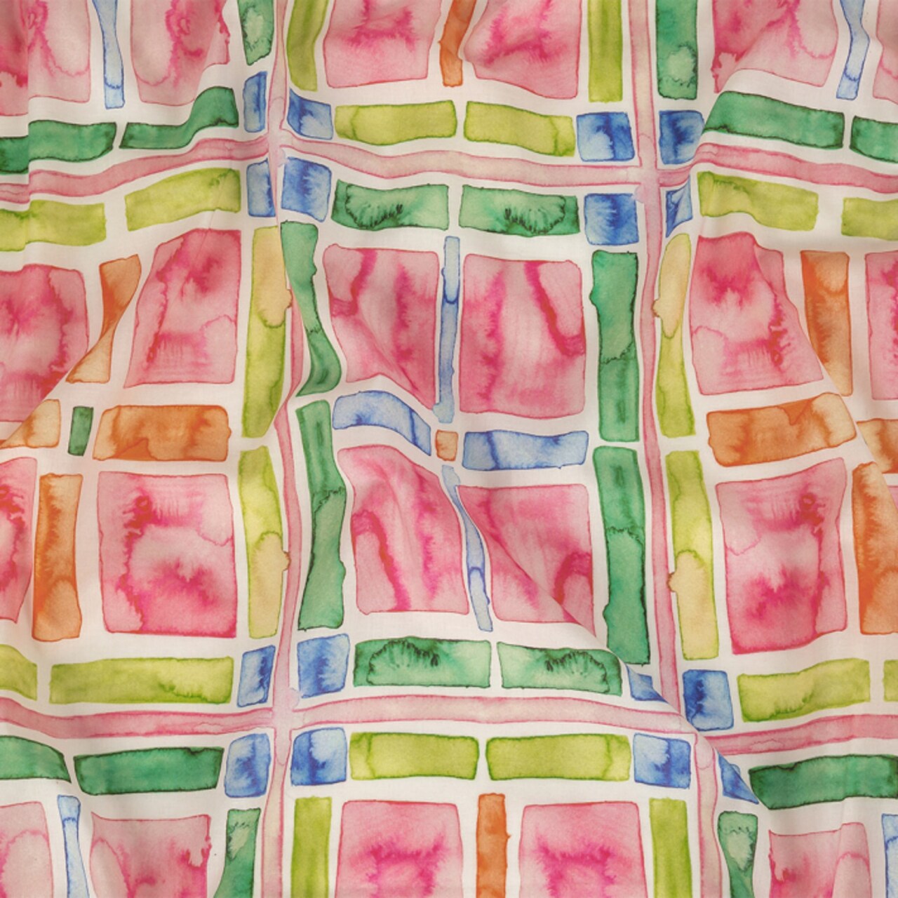 1 Yard Cotton Voile Rainbow Watercolor Plaid Jujube Jubilee Print Sugar Collection